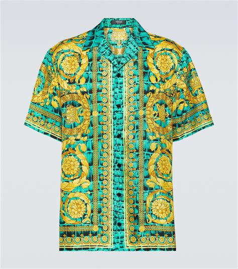 versace barocco acanthus print silk shirt|Versace Barocco Print Silk Button.